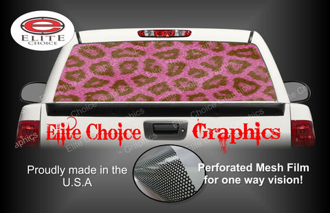 Pink Leopard Print Rear Window Graphic Tint Decal Sticker Truck SUV Van Car