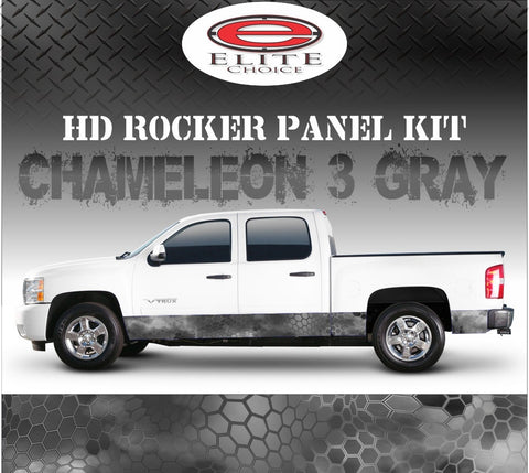 Chameleon Hex 3 Grey Camo Rocker Panel Graphic Decal Wrap Truck SUV - 12" x 24FT