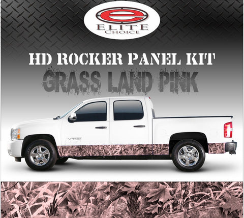 Grass Land Duck Pink Camo Rocker Panel Graphic Decal Wrap Truck SUV - 12" x 24FT