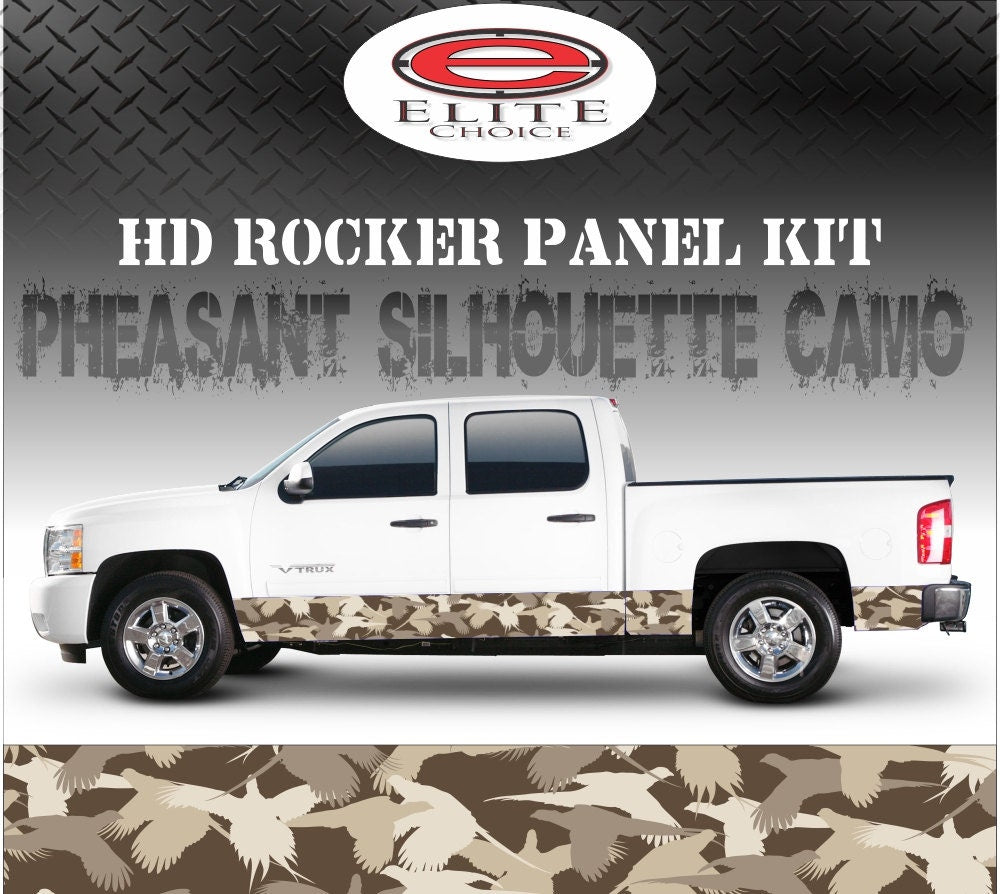 Camouflage Rocker Panel Wrap Pheasant Hunting Silhouette Camo Rocker Panel Graphic Decal Wrap Truck ...