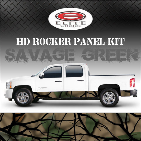 Savage Green Camo Rocker Panel Graphic Decal Wrap Truck SUV - 12" x 24FT
