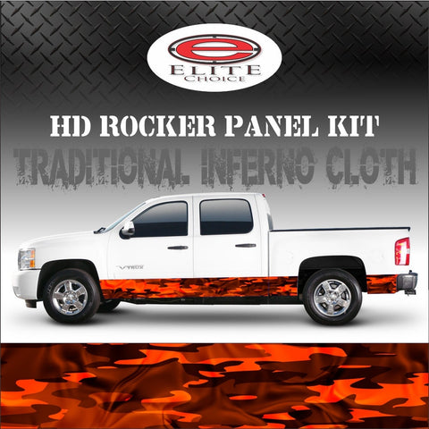 Traditional Inferno Cloth Camo Rocker Panel Graphic Decal Wrap Truck SUV - 12" x 24FT