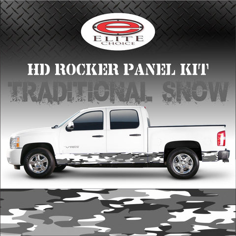 Traditional Snow Camo Rocker Panel Graphic Decal Wrap Truck SUV - 12" x 24FT