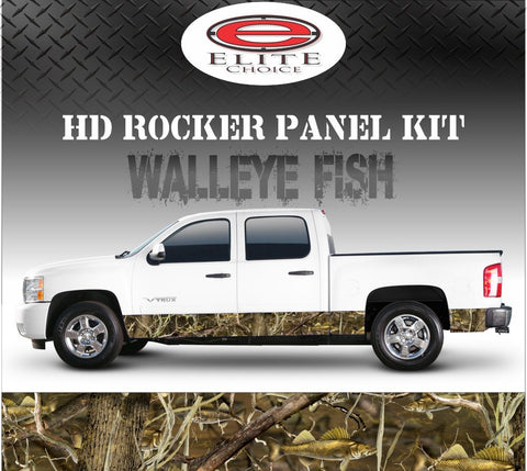 Walleye Fish Camo Rocker Panel Graphic Decal Wrap Truck SUV - 12" x 24FT