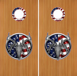 American Deer Hunter Buck Skull 18" Cornhole Board Baggo Decal Stickers W/ Hole Rings