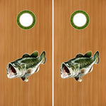 Bass Fish 18" Cornhole Board Baggo Decal Stickers W/ Hole Rings