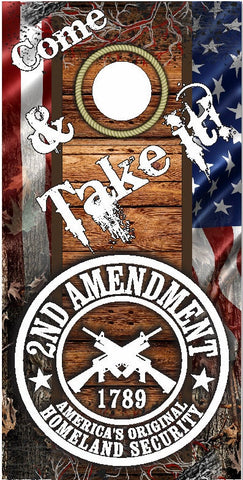 2nd Amendment Gun Rights Camo Cornhole Wrap Bag Toss Decal Baggo Skin Sticker Wraps Laminated or Non Laminated