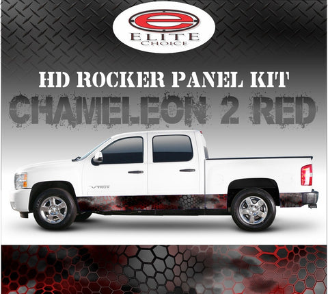 Chameleon Hex 2 Red Camo Rocker Panel Graphic Decal Wrap Truck SUV - 12" x 24FT