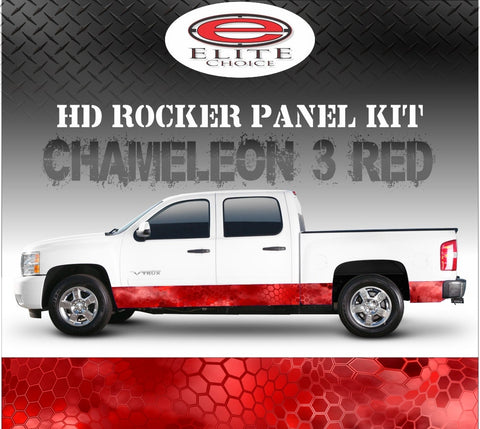 Chameleon Hex 3 Red Camo Rocker Panel Graphic Decal Wrap Truck SUV - 12" x 24FT
