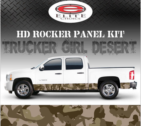 Trucker Girl Desert Camo Rocker Panel Graphic Decal Wrap Truck SUV - 12" x 24FT