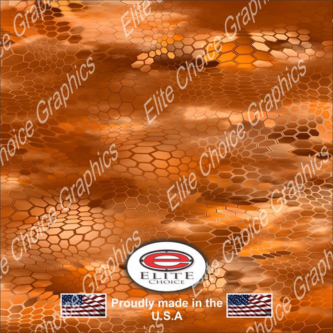 Chameleon Hex 3 Orange 15"x52" or 24"x52" Truck/Pattern Print Tree Real Camouflage Sticker Roll or Sheet