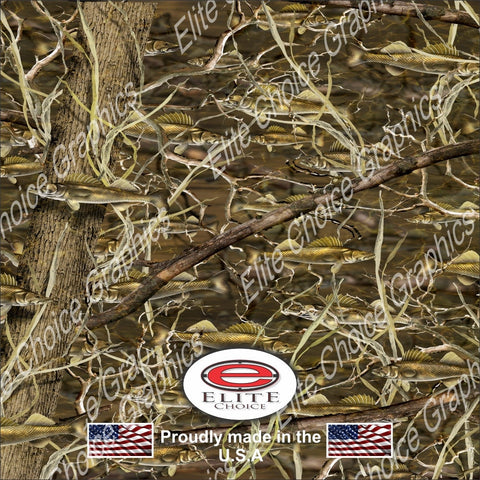 Walleye Fish 15"x52" or 24"x52" Truck/Pattern Print Tree Real Camouflage Sticker Roll or Sheet