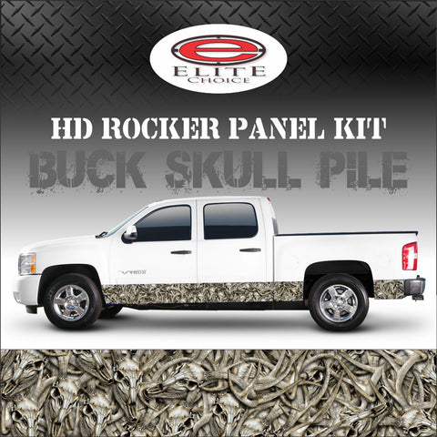 Buck Skull Pile Camo Rocker Panel Graphic Decal Wrap Truck SUV - 12" x 24FT