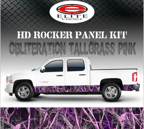 Obliteration Tallgrass Pink Camo Rocker Panel Graphic Decal Wrap Truck SUV - 12" x 24FT