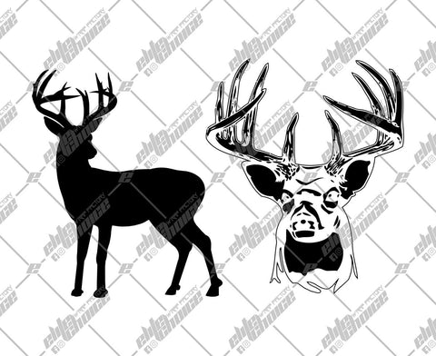 Deer and Buck Head SVG. EPS. PNG Instant Download File