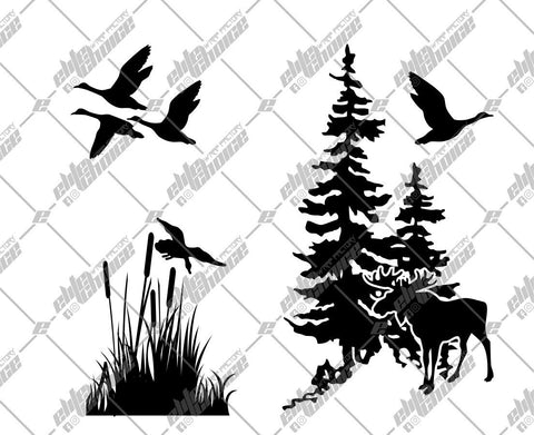 Ducks Moose Trees SVG. EPS. PNG Instant Download File
